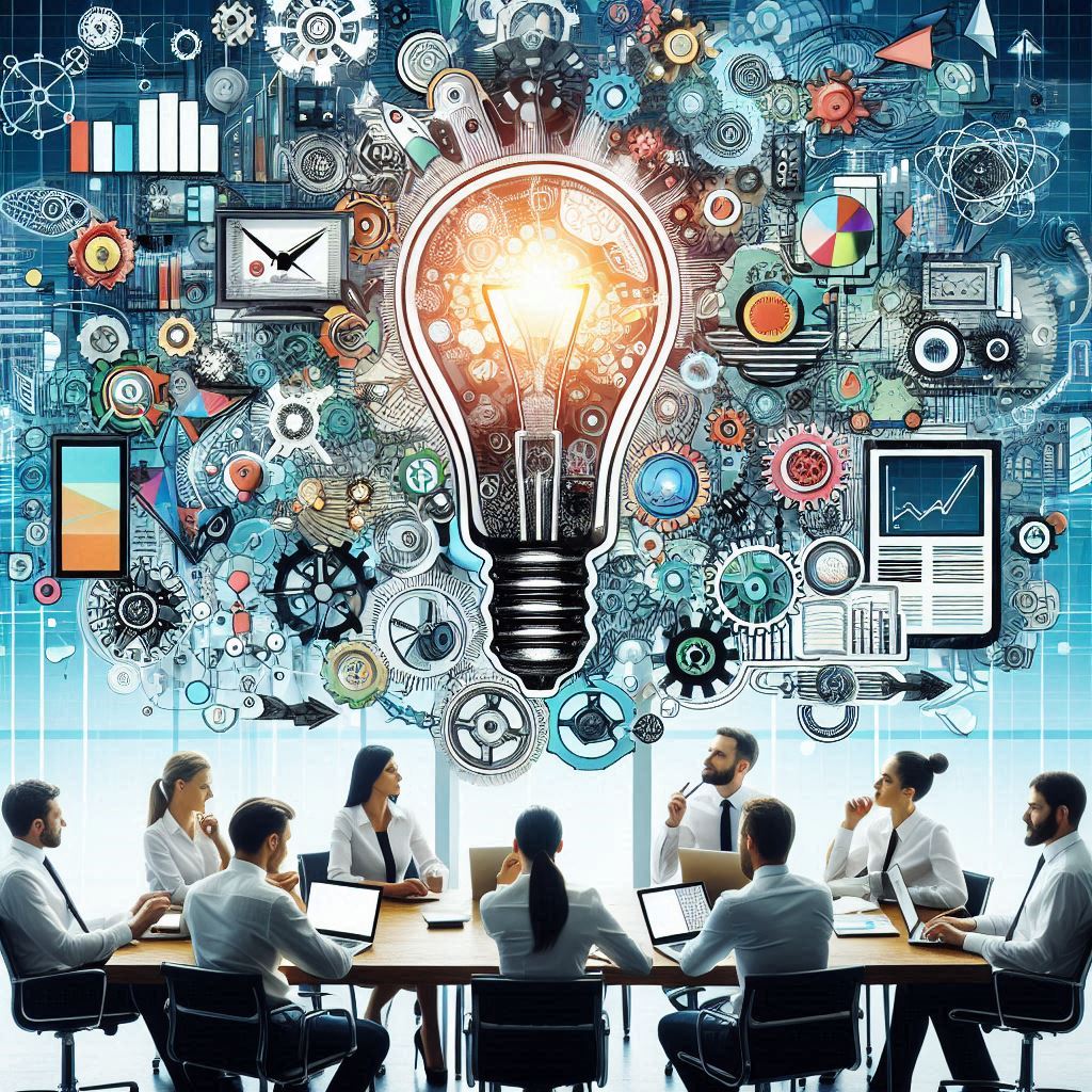 Team collaborating on product innovation