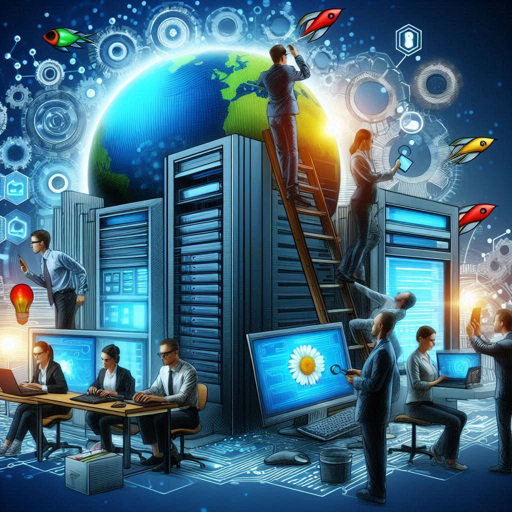 Team developing custom software